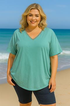 Picture of CURVY GIRL V NECK COTTON T SHIRT